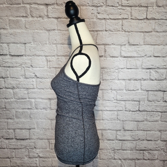 Lululemon Power Y tank Heathered Black gray racerback thin straps tank top sz 4 - Picture 5 of 11